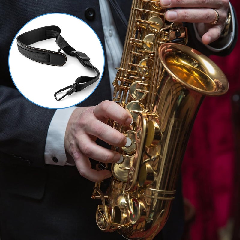 Pretwad Professional Padded Saxophone Neck Strap - Extra Soft Adjustable Sax Leather Padded, Upgraded Saxophone Neck Strap for Alto,Tenor,Soprano,Baritone Sax & Bass Clarinet - Image 5